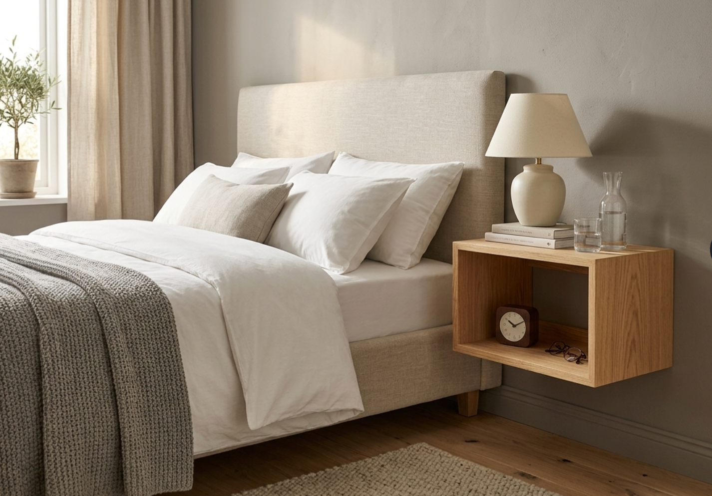 Solid Oak Floating Bedside Table