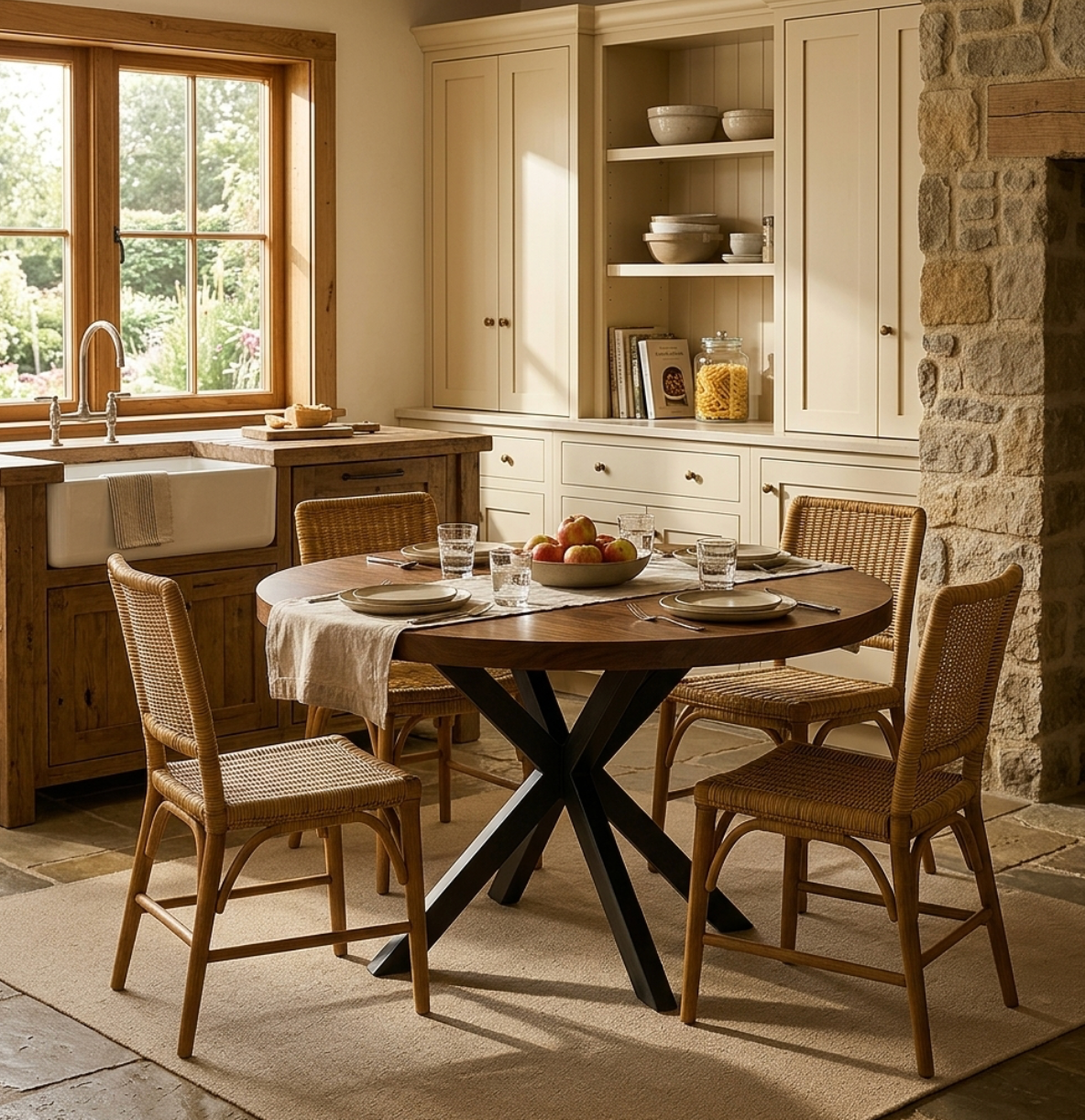 Round Solid Walnut Dining Table
