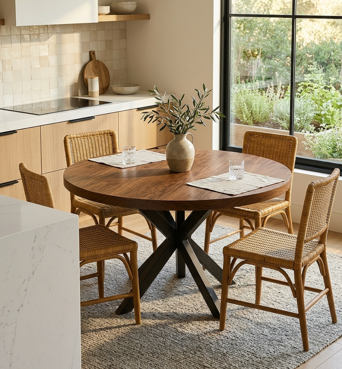 Round Solid Walnut Dining Table