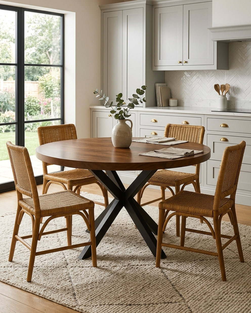 Round Solid Walnut Dining Table