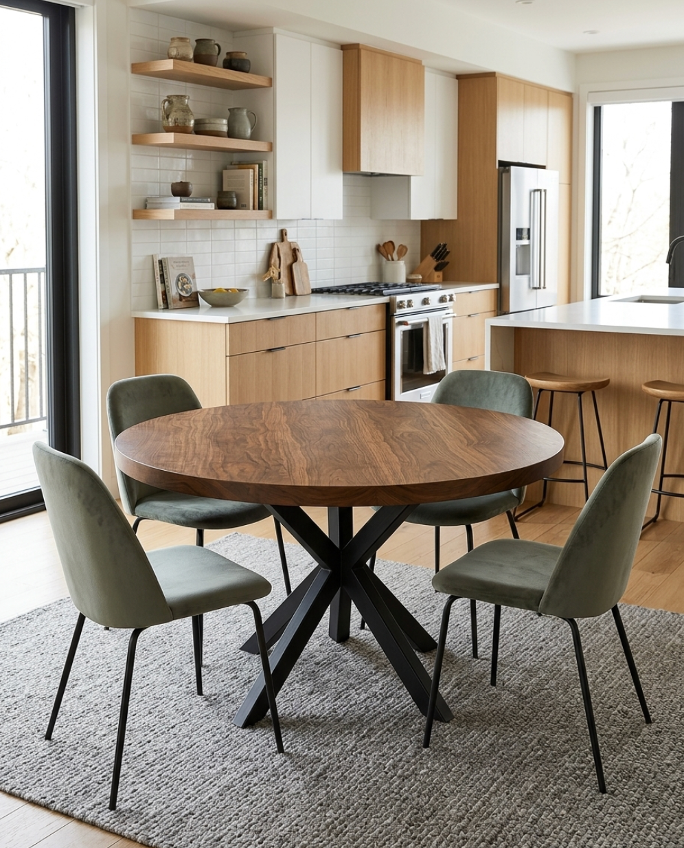 Round Solid Walnut Dining Table