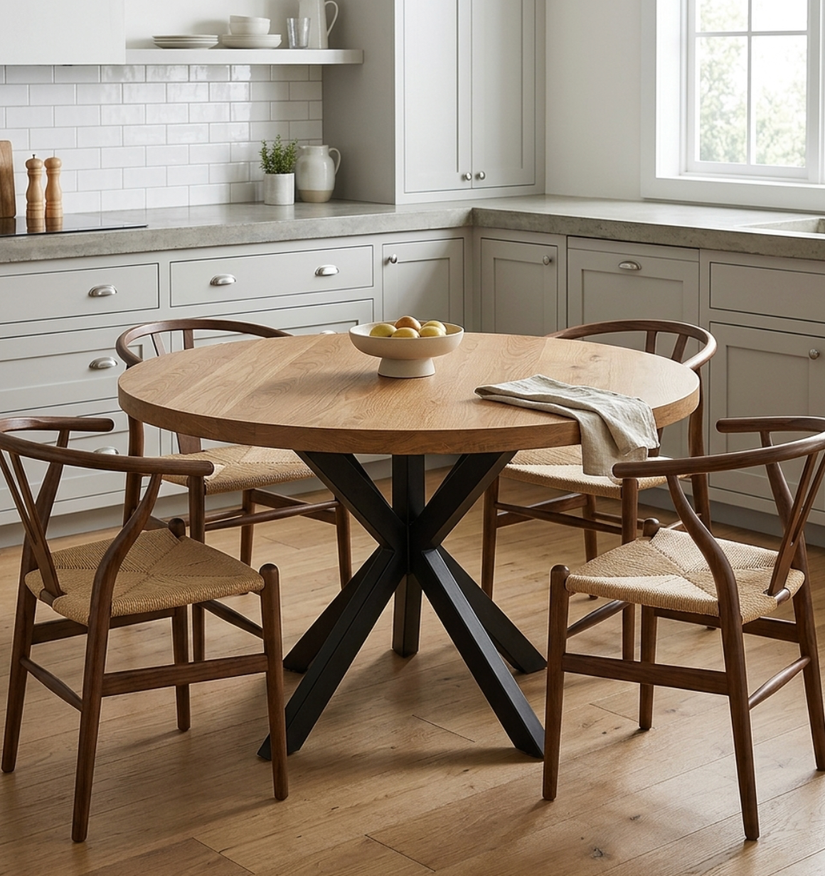 Round Solid Oak Dining Table