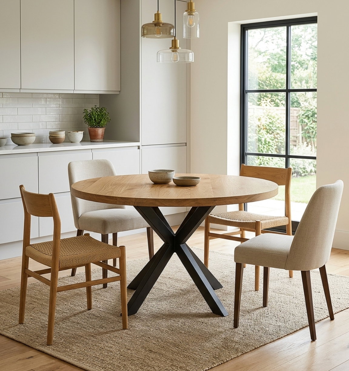 Round Solid Oak Dining Table