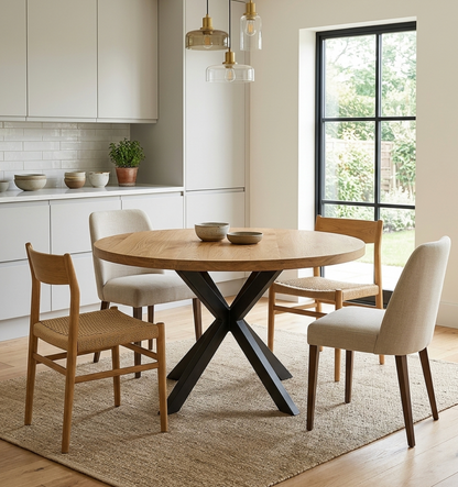 Round Solid Oak Dining Table