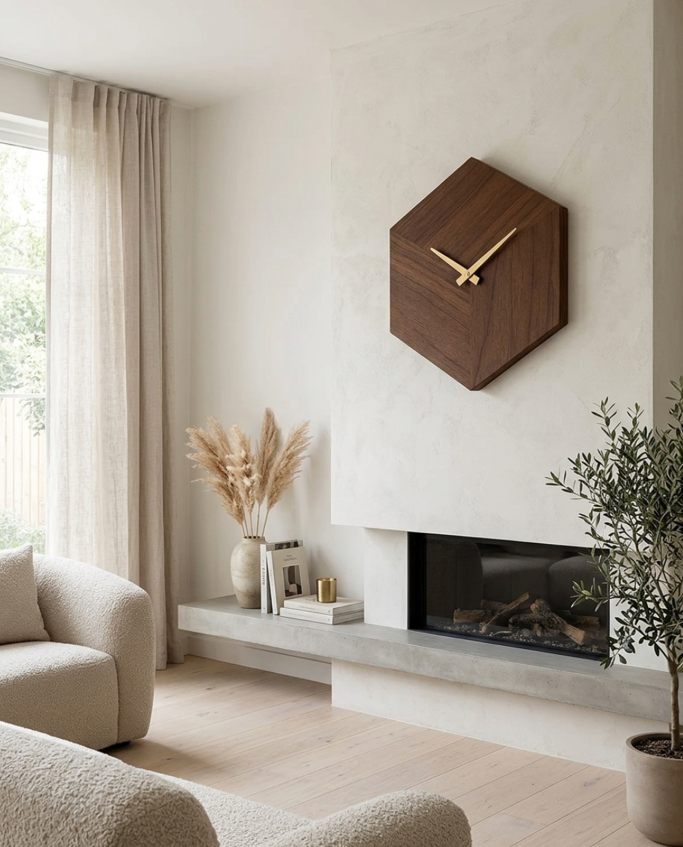 Solid Walnut Hexagon Clock
