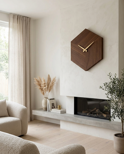 Solid Walnut Hexagon Clock