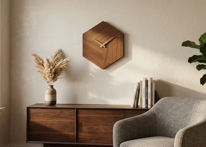 Solid Walnut Hexagon Clock