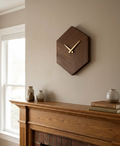 Solid Walnut Hexagon Clock