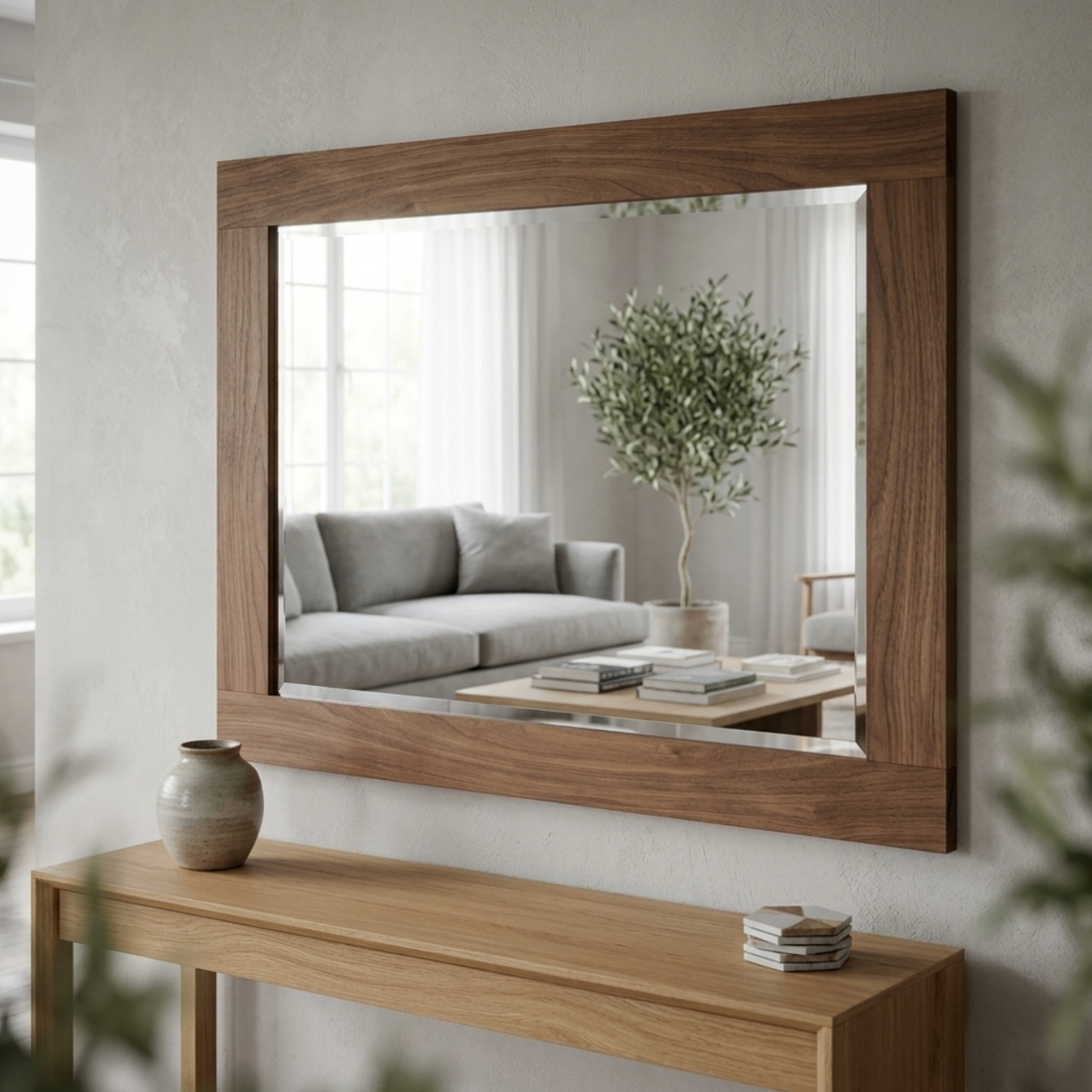 Solid Walnut Wooden Mirror