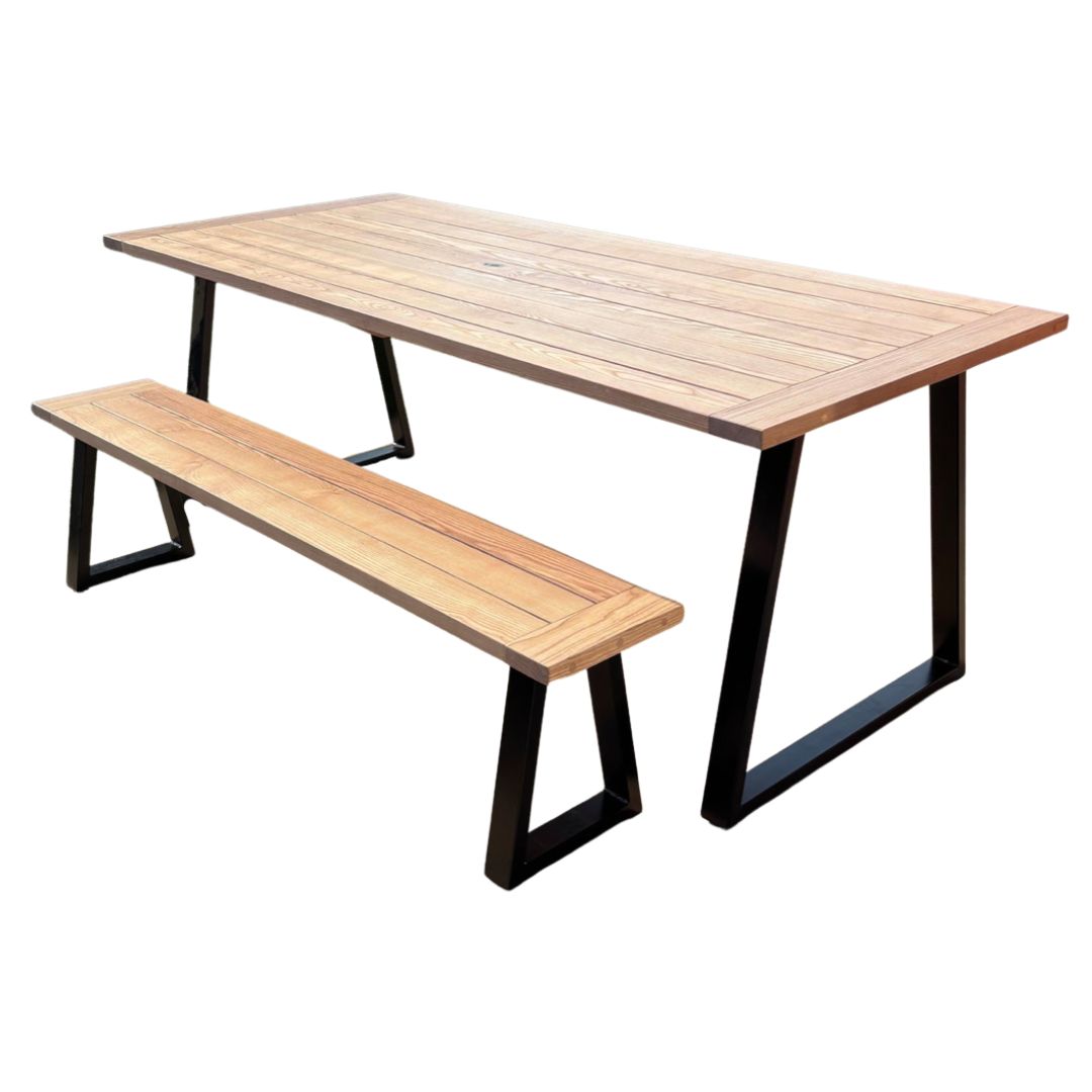 Solid Ash Outdoor Garden Wooden Dining Table Set