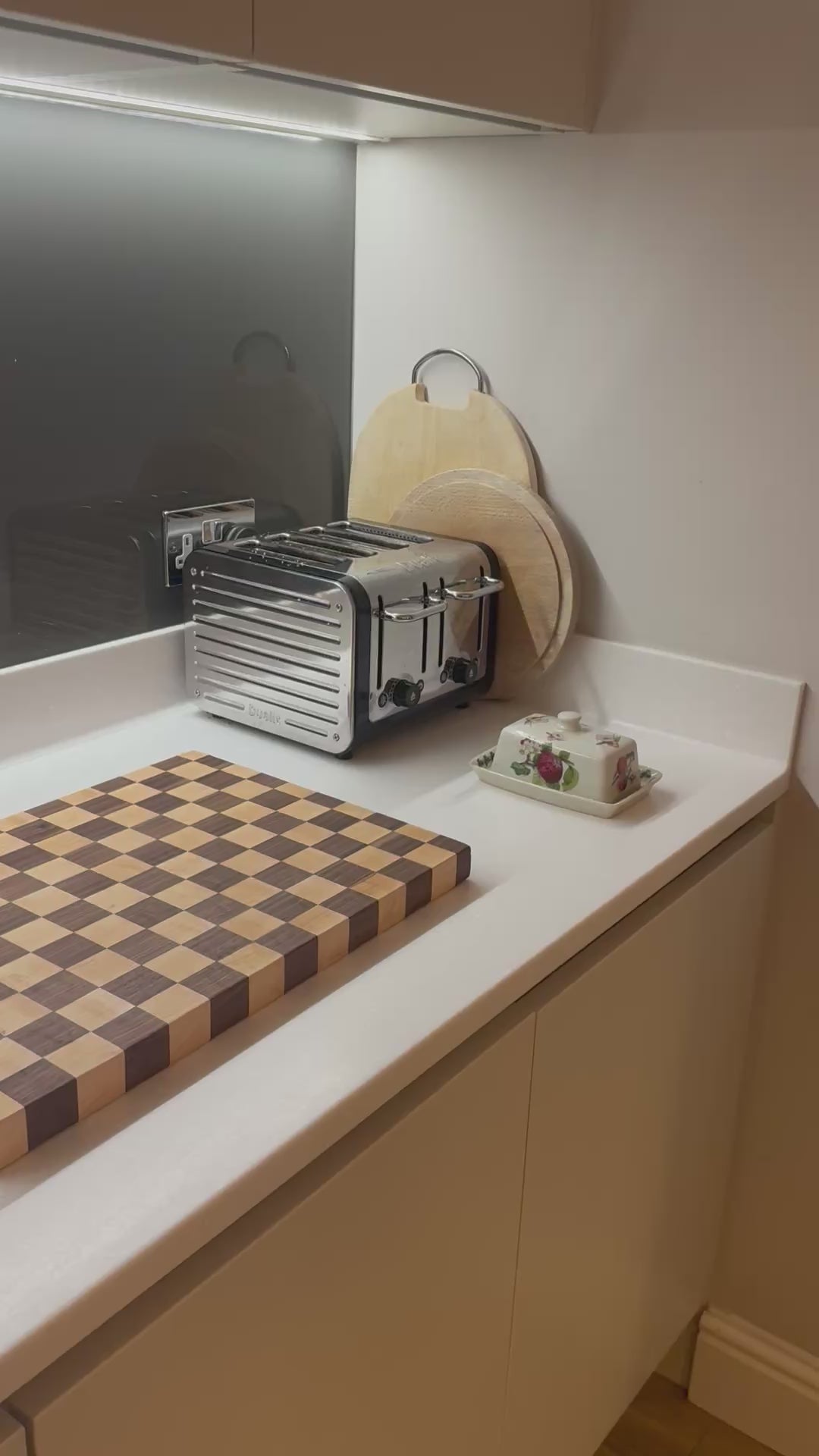 Load video: Chequered Walnut &amp; Maple Chopping Board