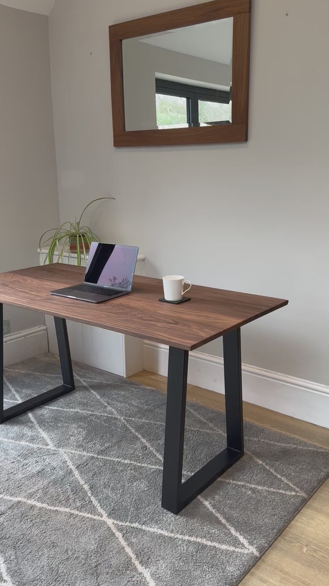 Load video: Solid Walnut Office Desk With Thick Legs